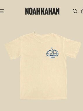 Noah Kahan Cream Graphic Tee with Blue Chest Print